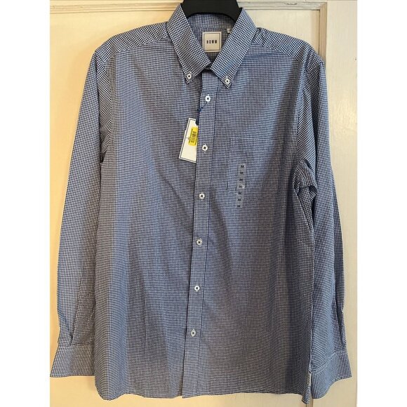 ROWM Mens Long Sleeve Button Down Shirt Size M NWT Blue White 100% Cotton - Picture 1 of 12
